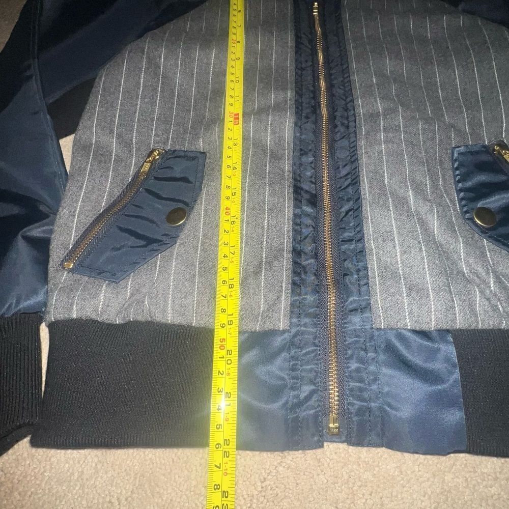 J Crew Pinstripe Bomber Jacket - Sz XS - Picture 13 of 15